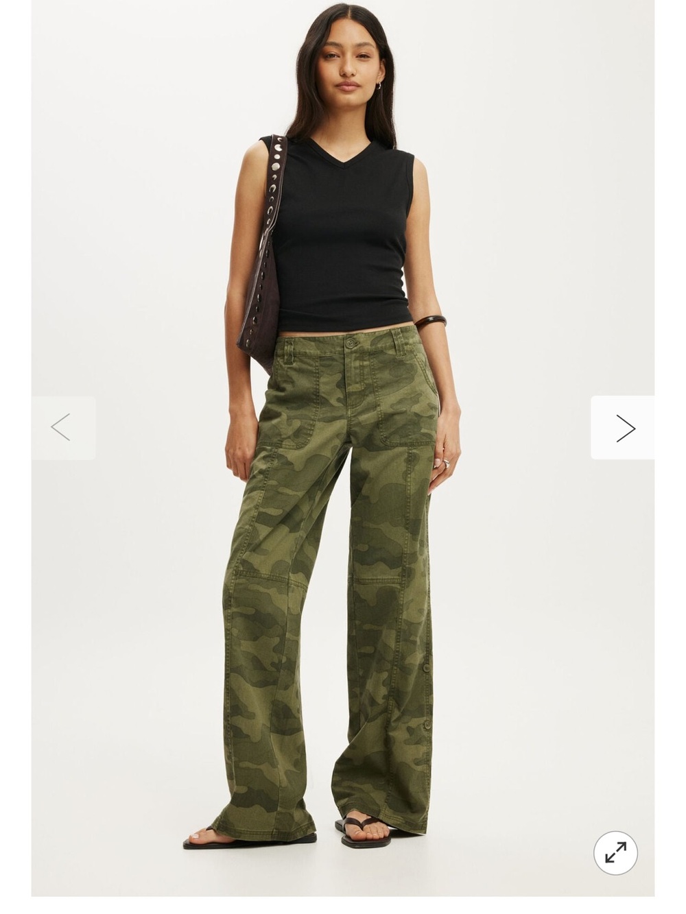 Cotton On Olive Camo Wide Leg Utility Pants